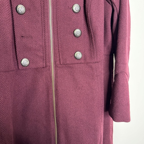 Torrid *missing button* Double-Breasted Burgundy Coat 4X - Picture 6 of 8